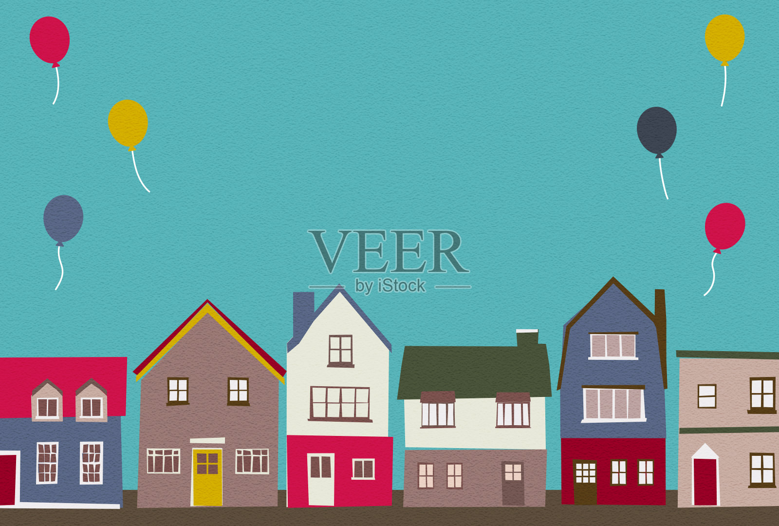 可爱和简单的欧洲风格的城市景观插图插画图片素材