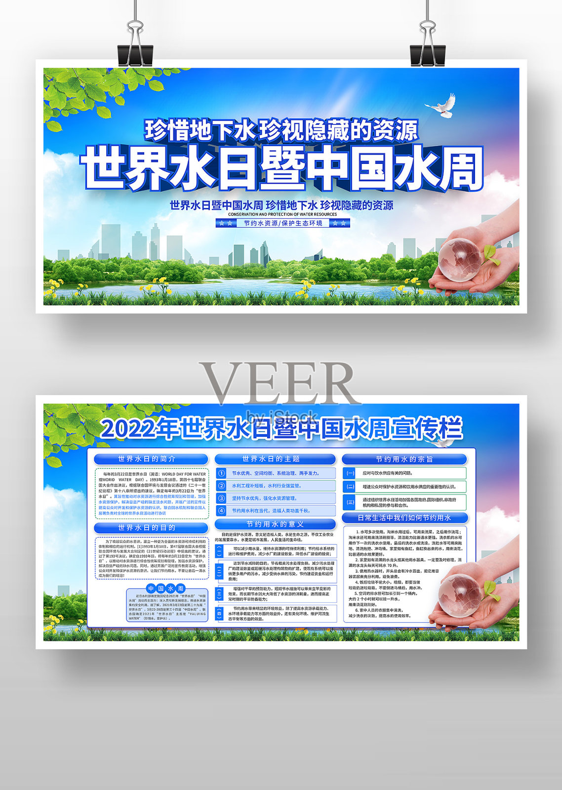 世界水日暨中国水周宣传展板设计模板素材