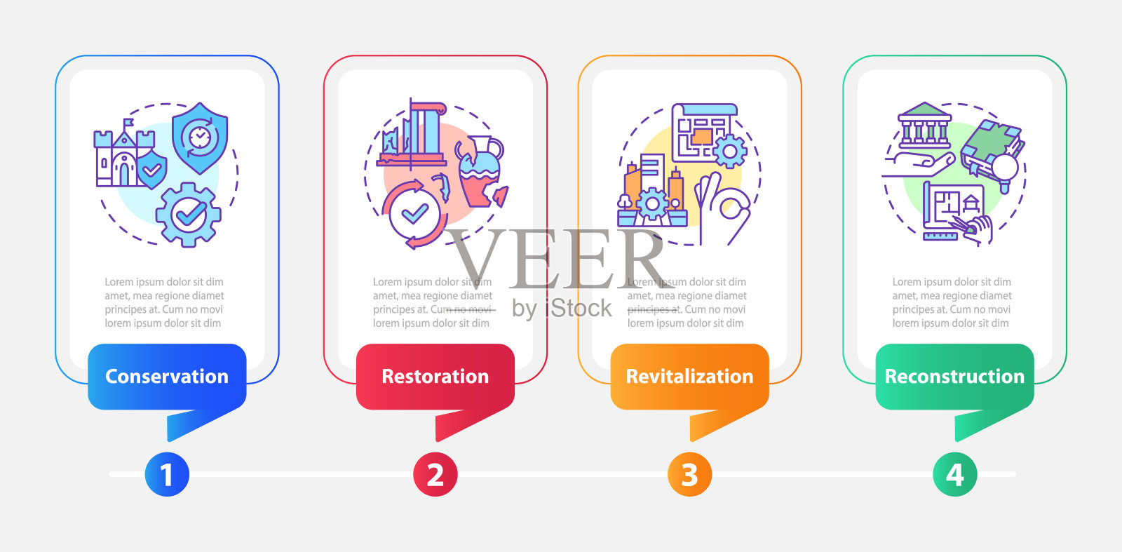 文化遗产保护类型矩形信息图模板设计模板素材