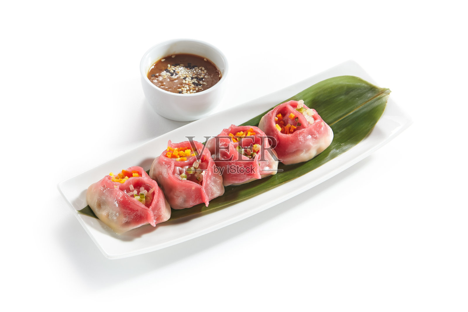 豪华素食点心,点心或Momos孤立照片摄影图片