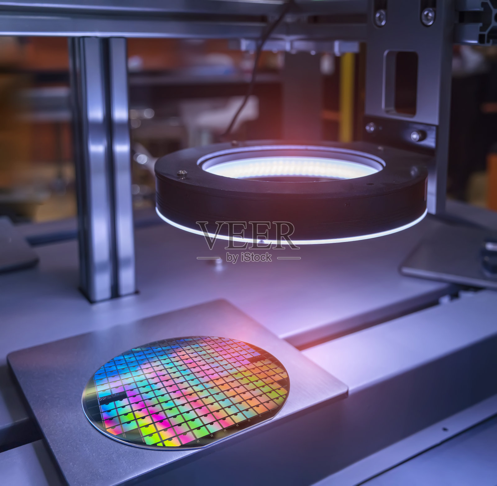 硅片和微电路与自动化视觉传感器相机系统控制的应用照片摄影图片