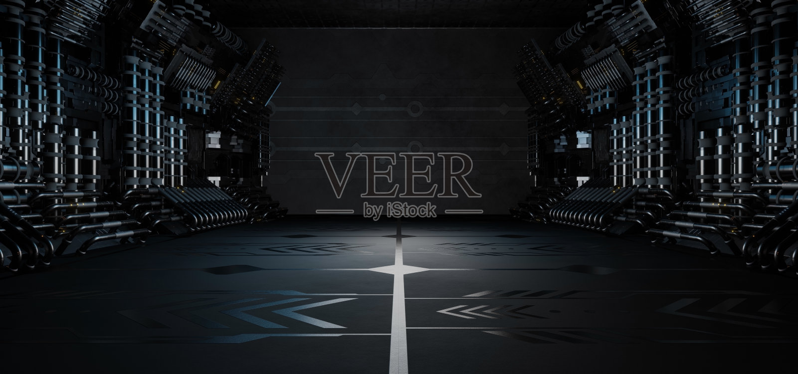 现代数字模拟科学走廊走廊机库内部奇妙的浅灰色抽象背景墙纸底座概念用于演示3D渲染照片摄影图片