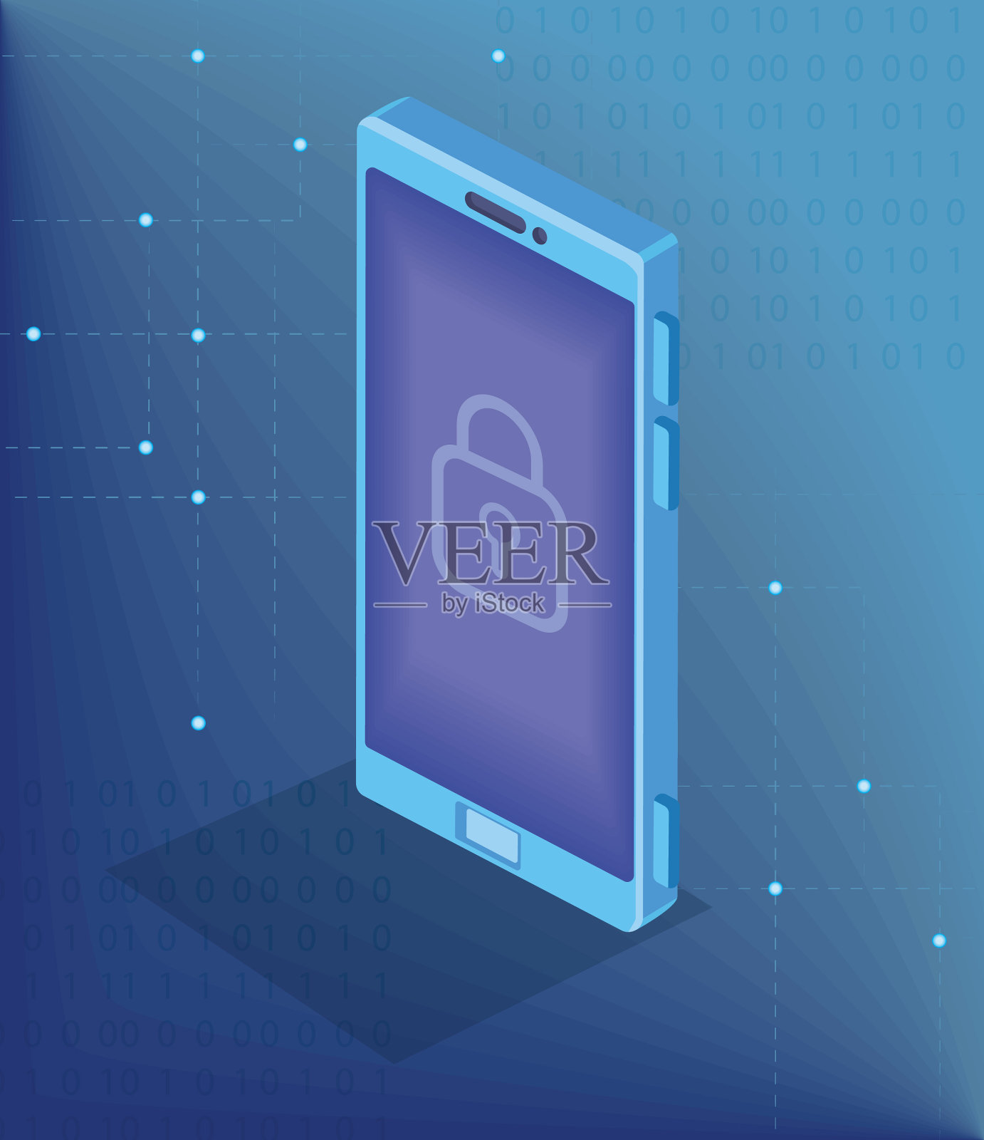 智能手机用挂锁插画图片素材