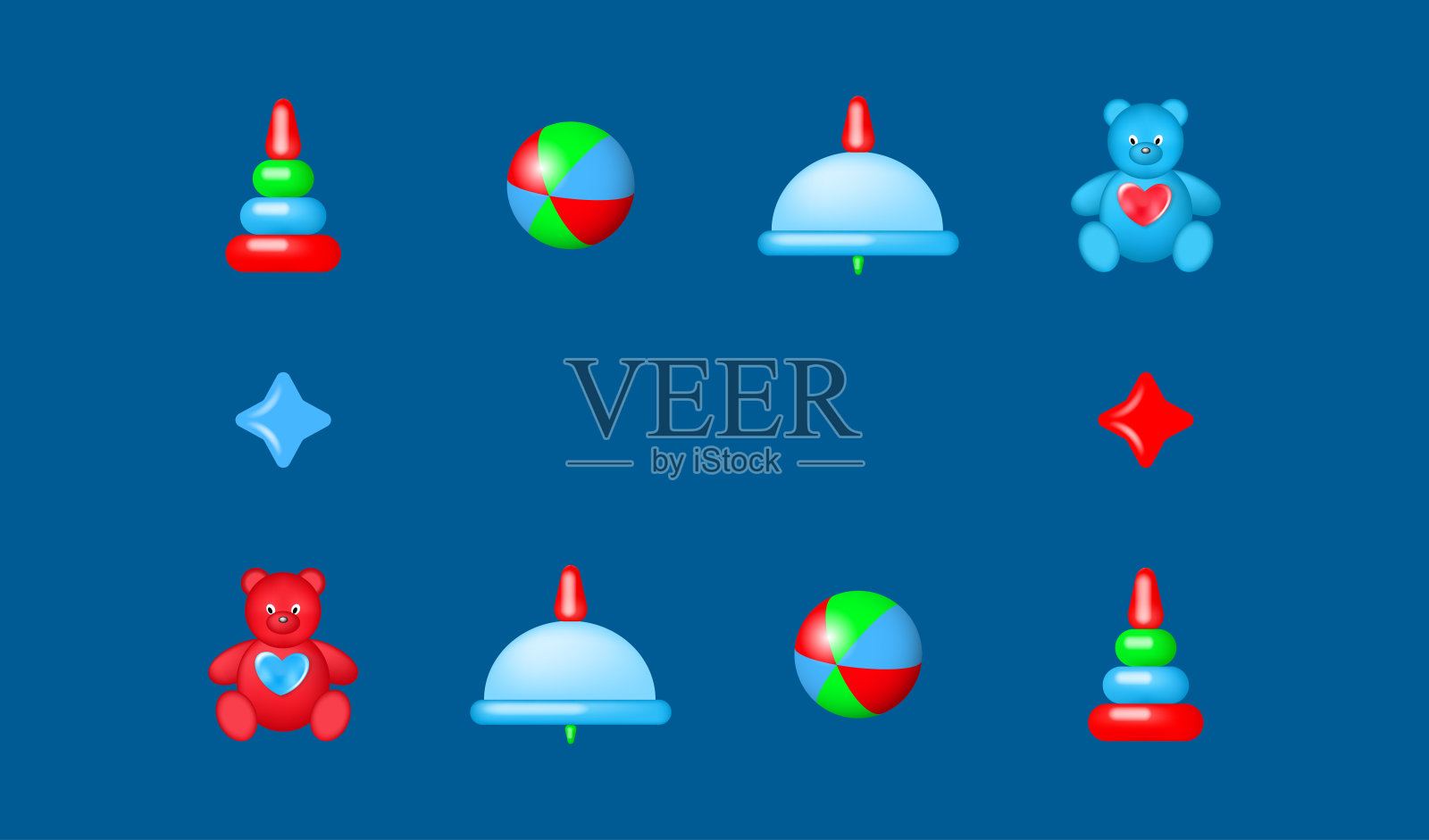 节日框架与3d儿童玩具插画图片素材