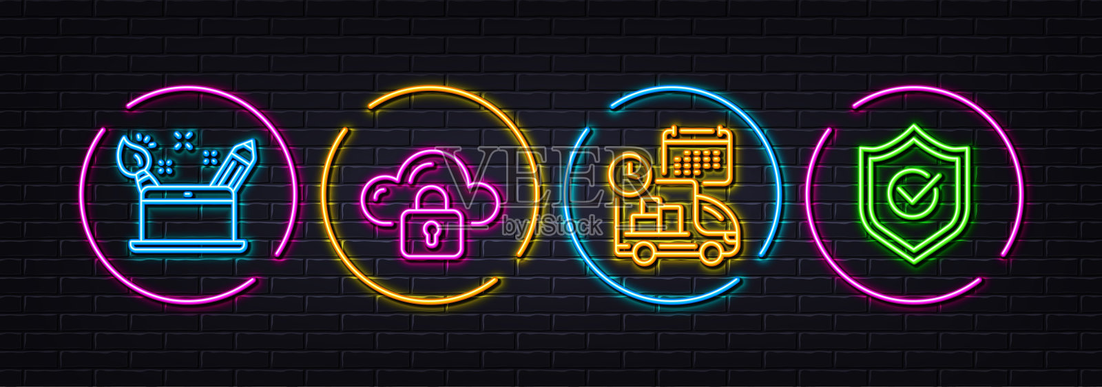 云保护,创意概念和交付最小的线图标。对于web应用,打印矢量插画图片素材