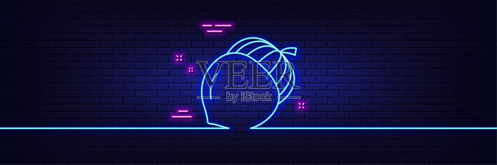 橡果螺帽线图标。Oaknut迹象。橡树的种子。霓虹灯辉光效果。向量插画图片素材