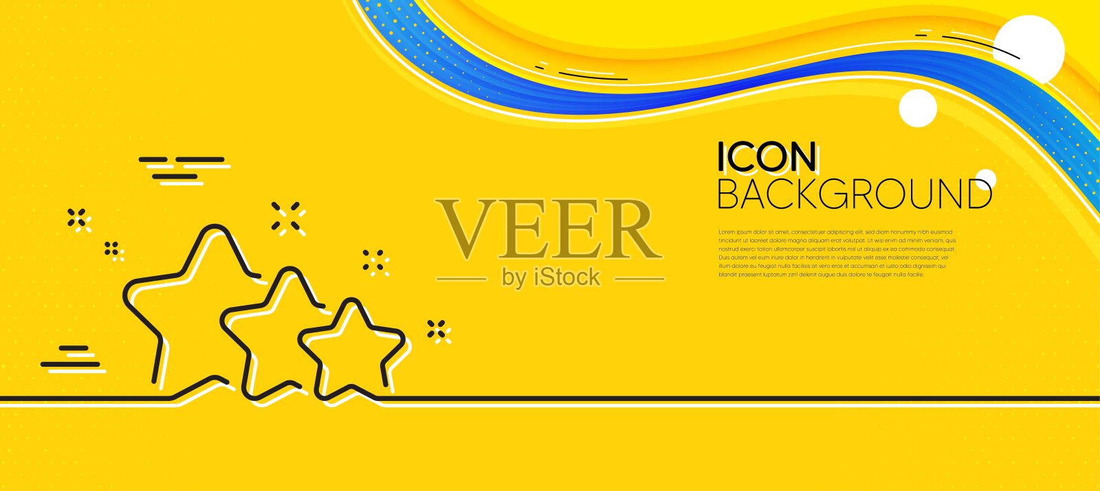 星星图标。排名最好的标志。极小线黄色横幅。向量插画图片素材