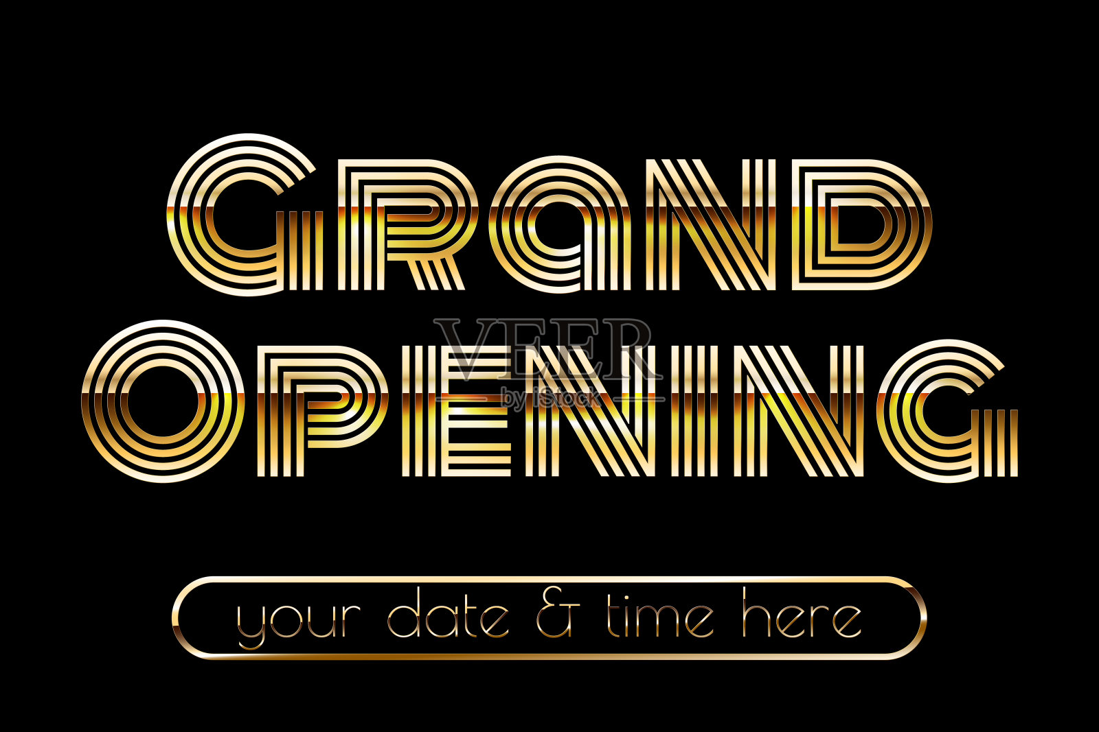 隆重开幕矢量插图,黄金豪华商业背景。广告模板插画图片素材