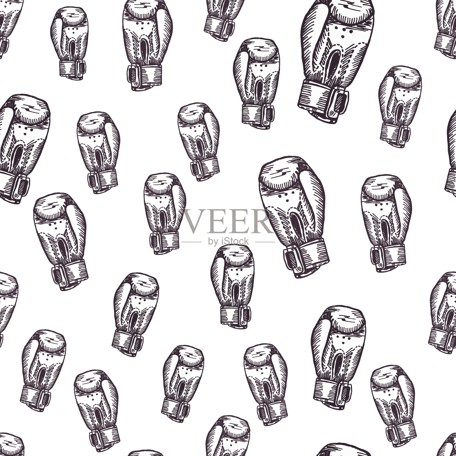 拳击手套无缝图案。复古运动库存背景。设计元素图片