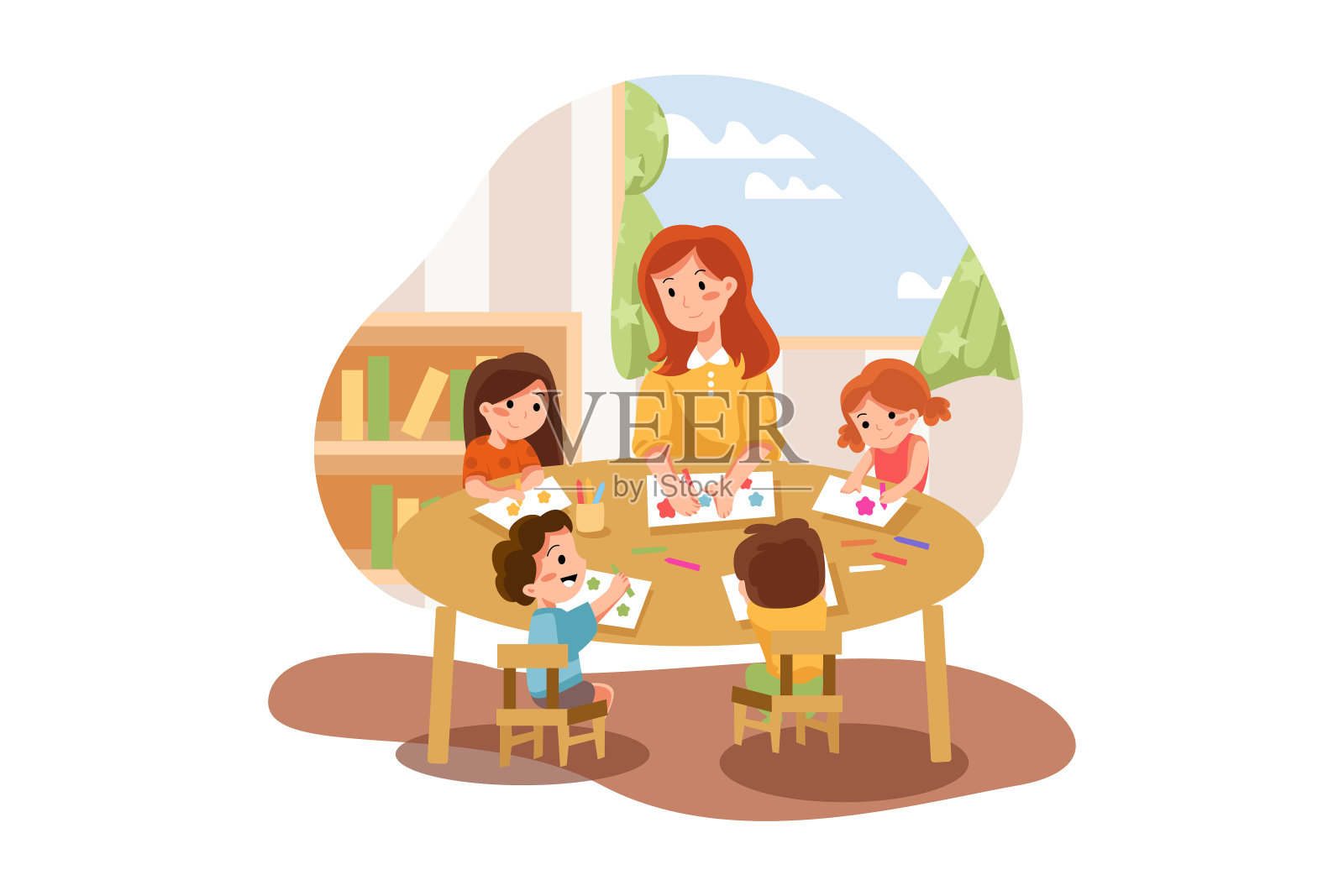 幼儿园说明概念插画图片素材