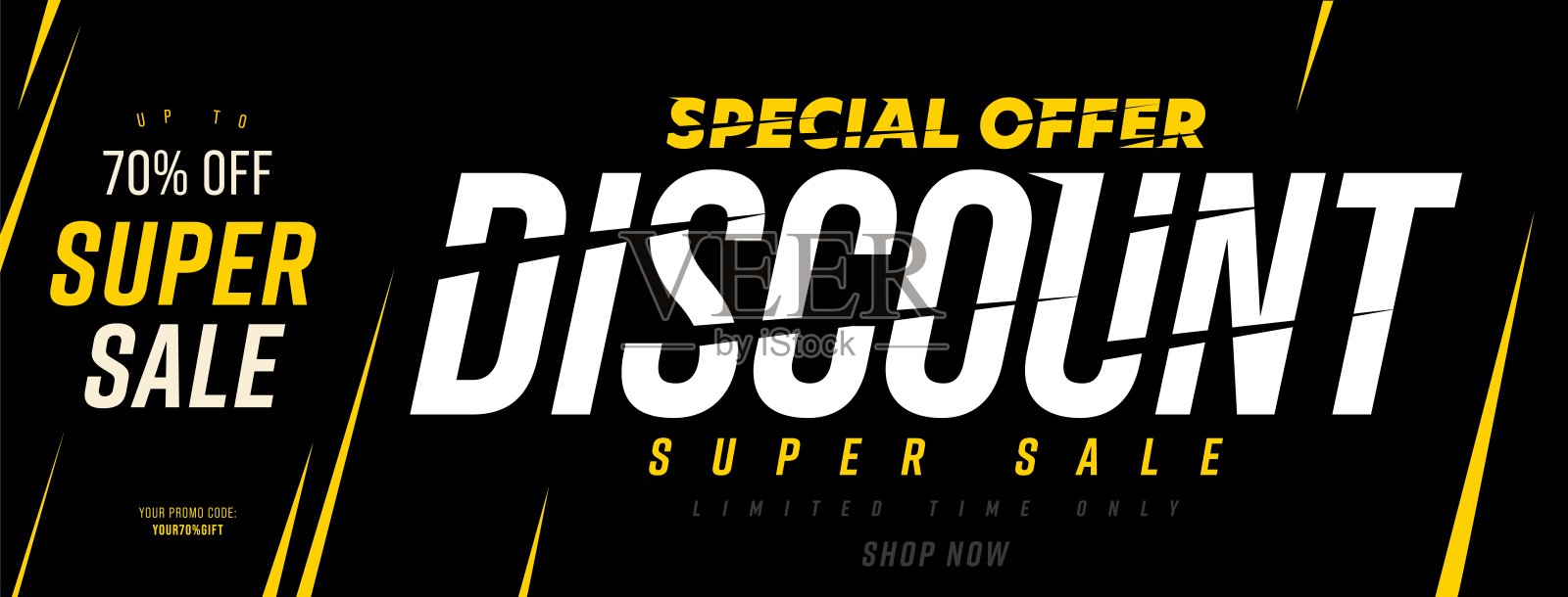 超级销售高达70%的折扣横幅设计元素图片