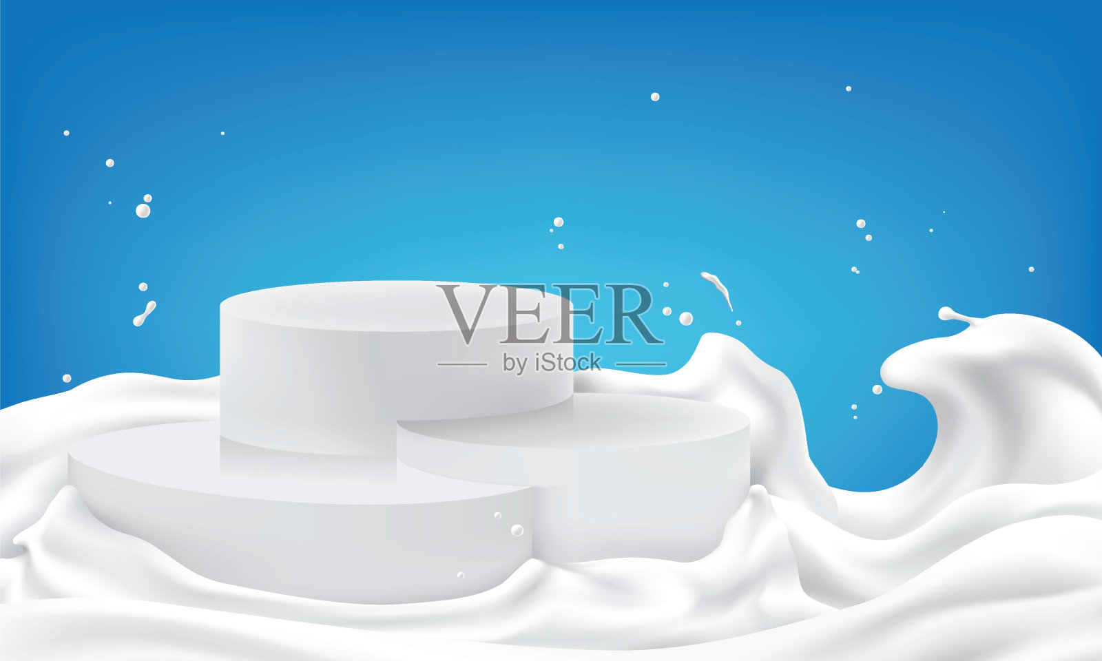 牛奶波背景展示产品的舞台。插画图片素材