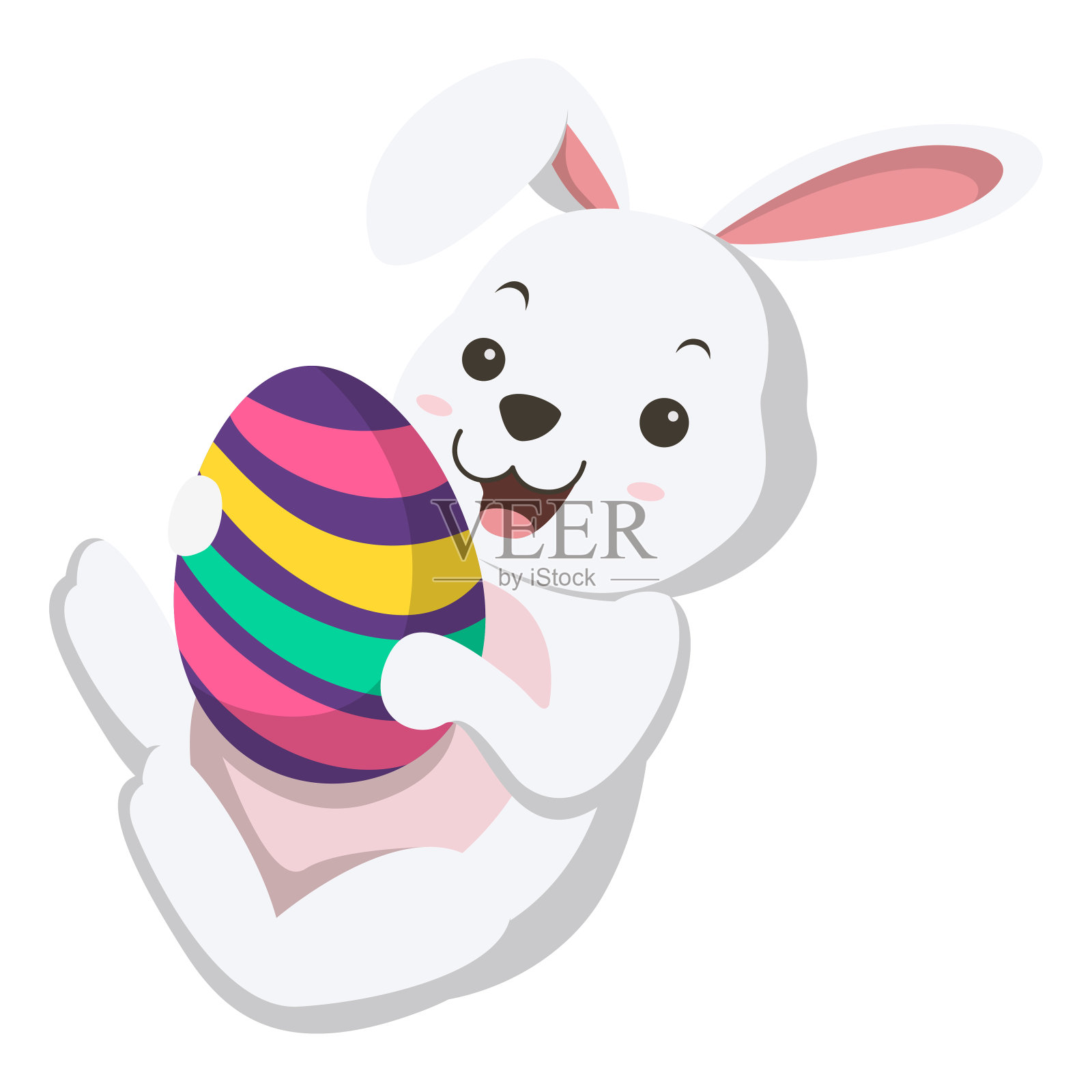 可爱的小白兔和复活节彩蛋插画图片素材