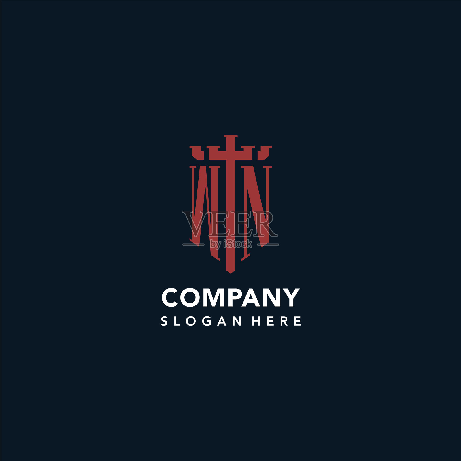 有剑和盾的首字母组合标志插画图片素材