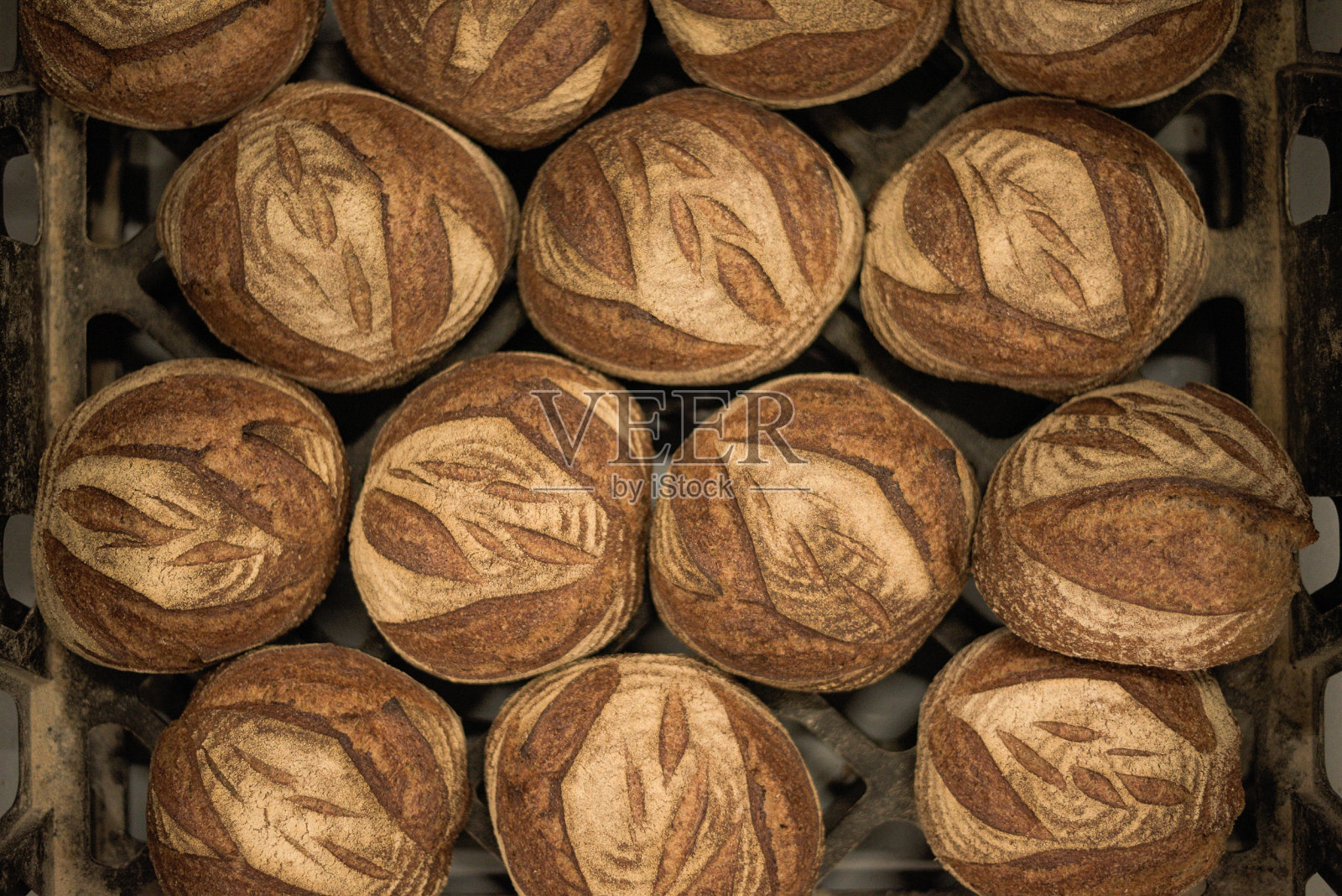 全麦酵母面包的选择(带有华丽的小麦切割图案)照片摄影图片