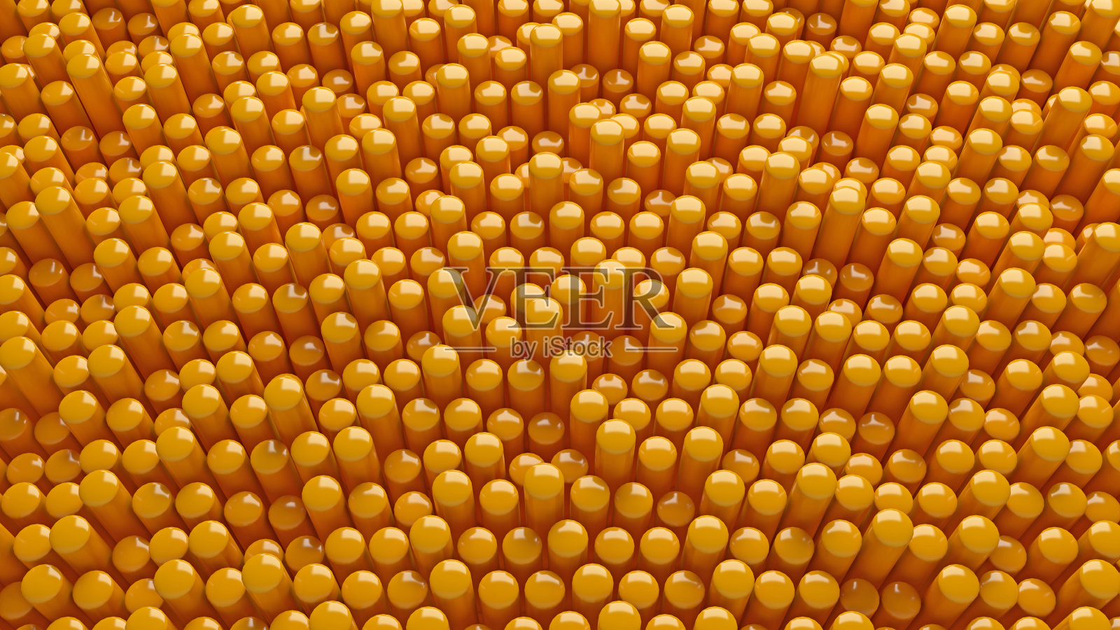 一串圆形黄色棒的3d渲染照片摄影图片