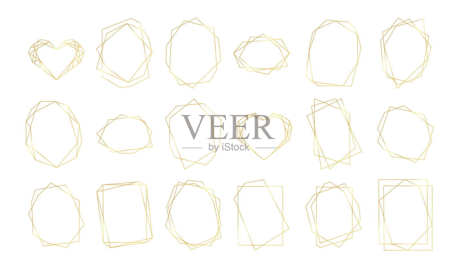 一套黄金几何框架。插画图片素材
