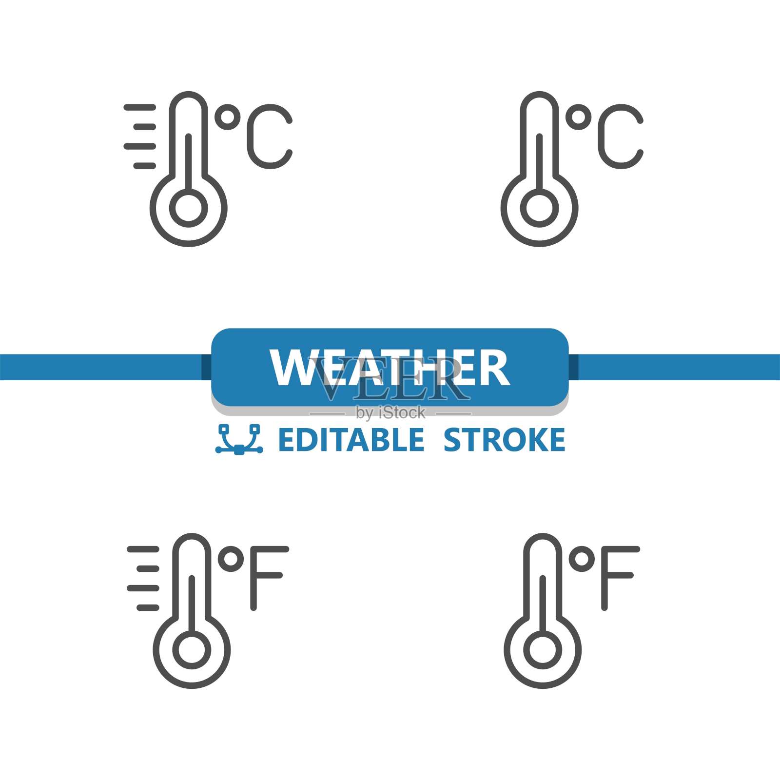 天气图标。温度计,预报,温度,摄氏度,华氏度,度数插画图片素材