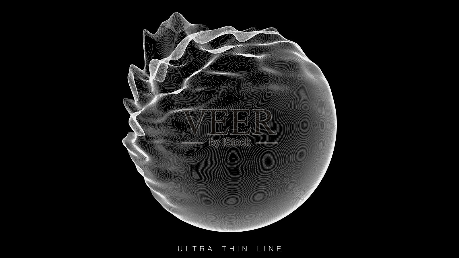 扭曲的线球。矢量细线故障几何。插画图片素材