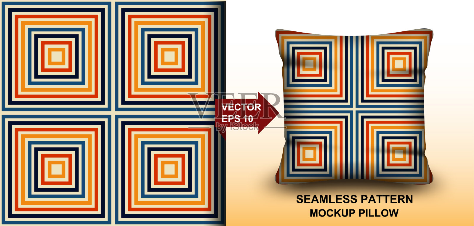 摘要彩色背景图案无缝复古70年代。设计枕头,印刷,时尚,服装,织物,礼品包装。模型模板枕头无缝模式。向量。插画图片素材