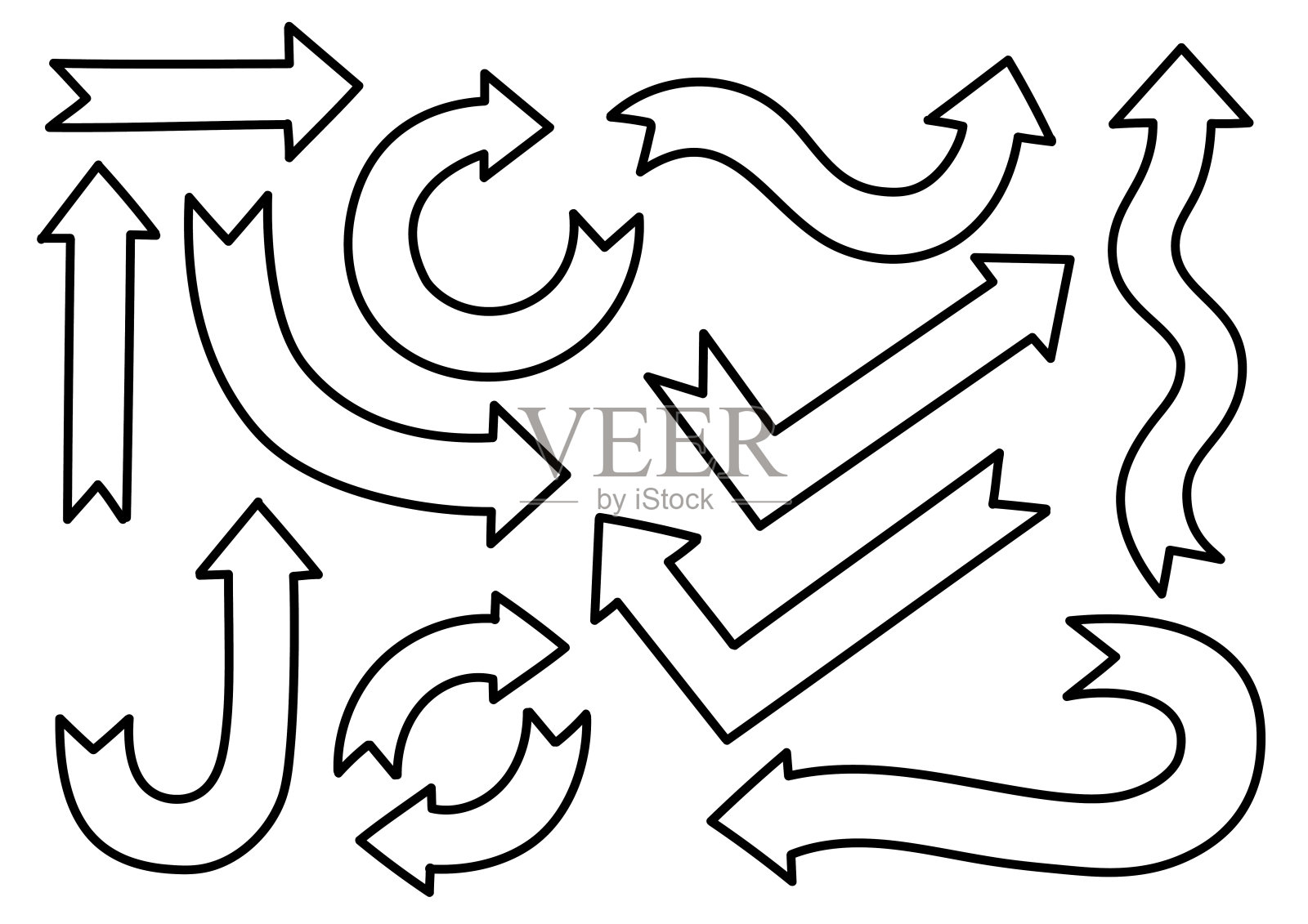 孤立的徒手手绘箭头在白色背景上的元素信息图形,网络,业务演示,概念说明。溢价向量设计元素图片