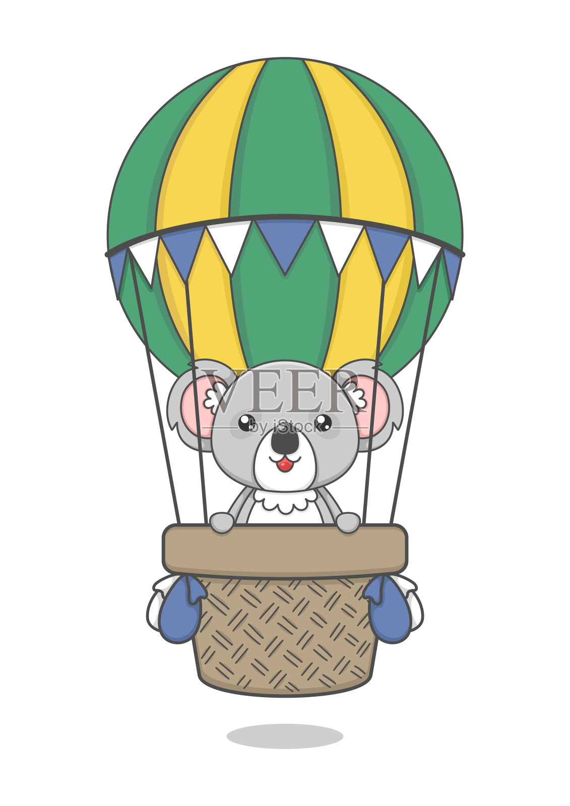 可爱的考拉乘坐热气球插画图片素材