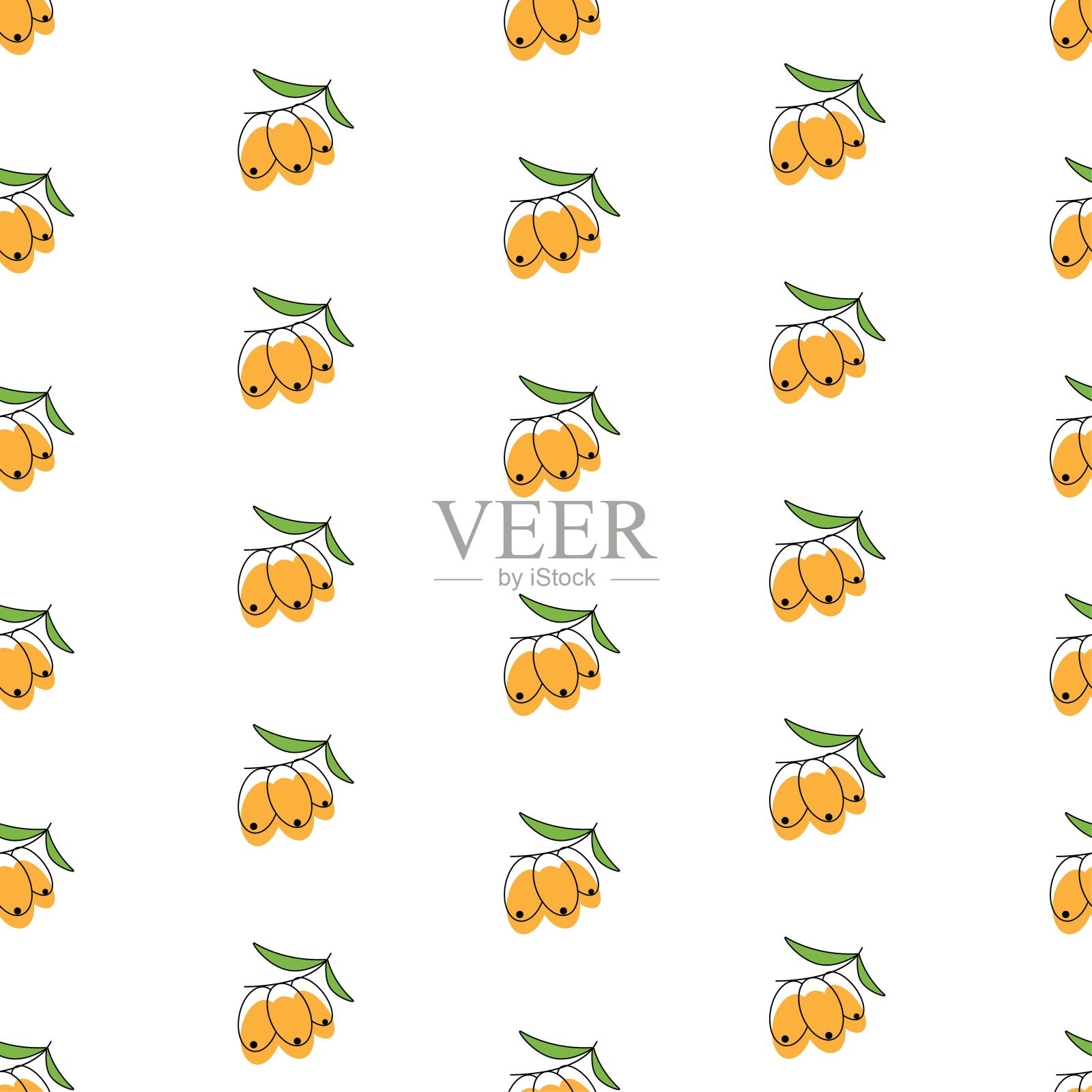 沙棘无缝图案,矢量插图。插画图片素材