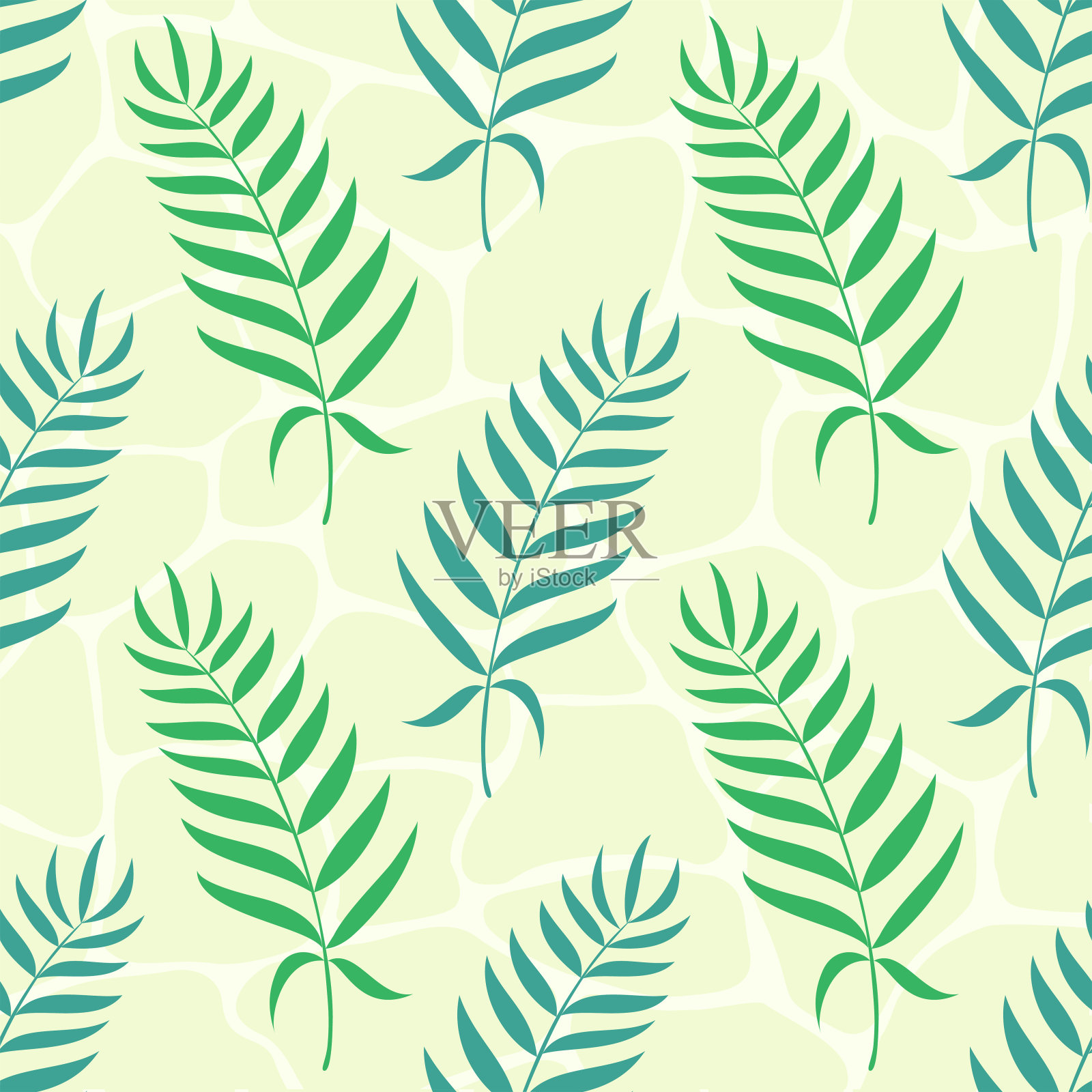棕榈叶连续无缝图案插画图片素材