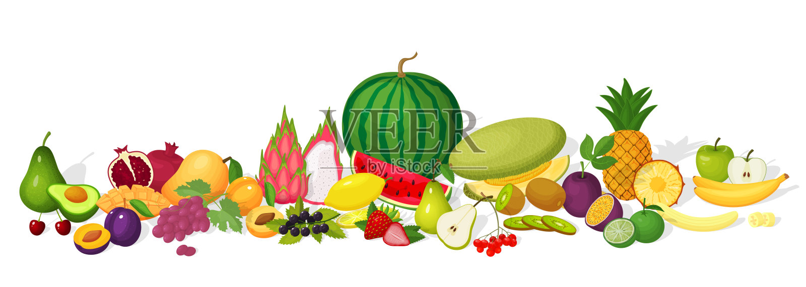 一套水果和浆果插画图片素材