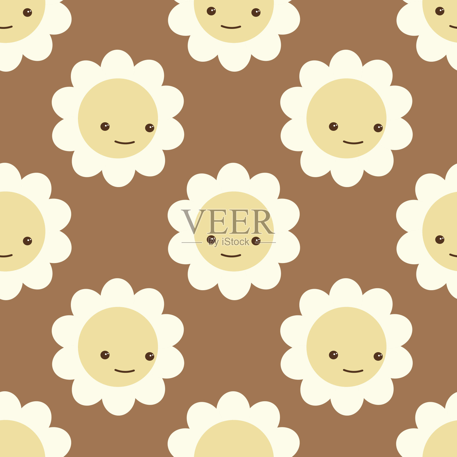 一套简单的春季、夏季插图。紫色喷壶,圆点花园花盆,黄色和丁香郁金香,绿色的叶子,圆点植物花车,蓝色的花,郁金香,绿色的叶子,昆虫屋。无缝向量模式上的白色插画图片素材