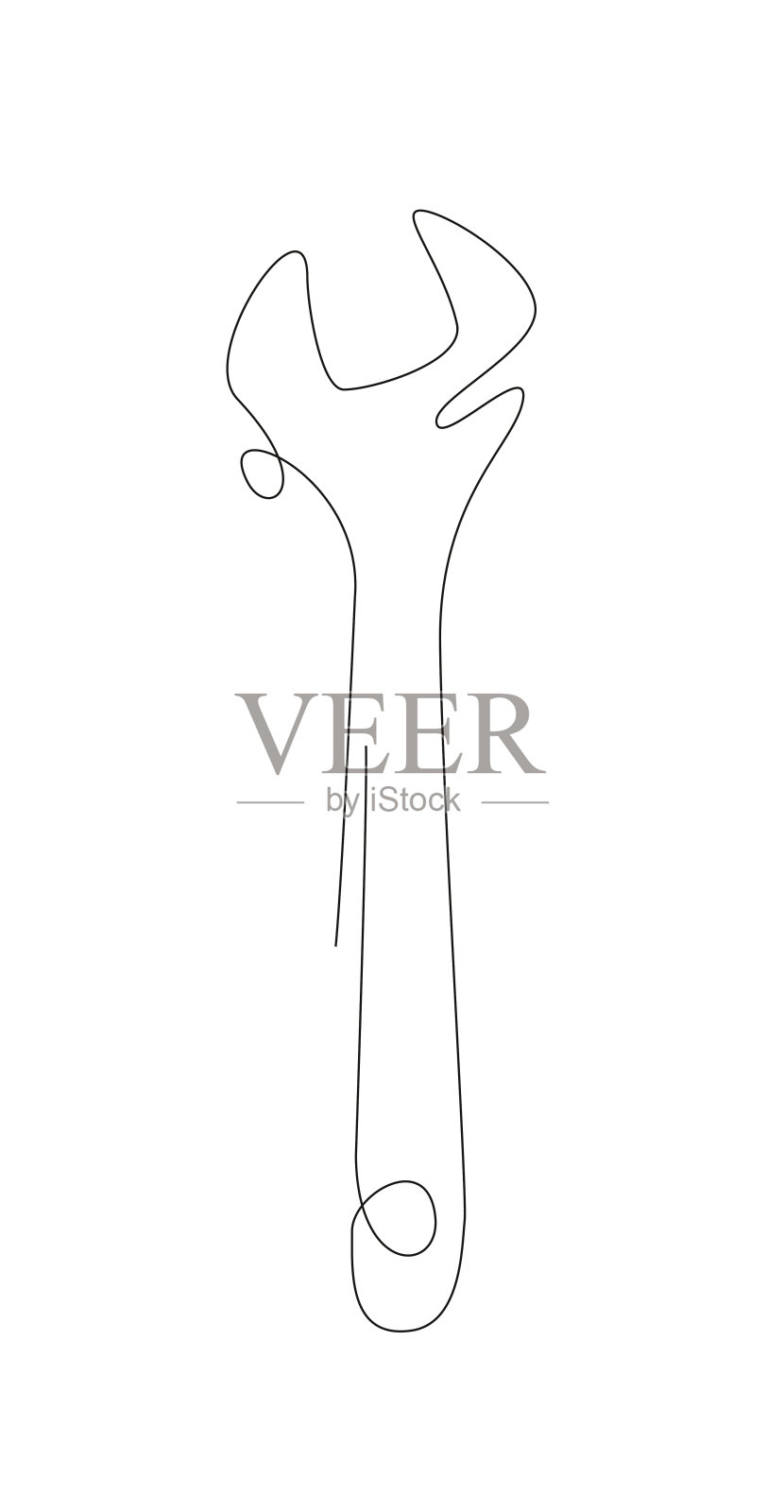 拧断一条线。豪斯霍尔德工具线条艺术。手动修理工具。扳手向量设计元素图片