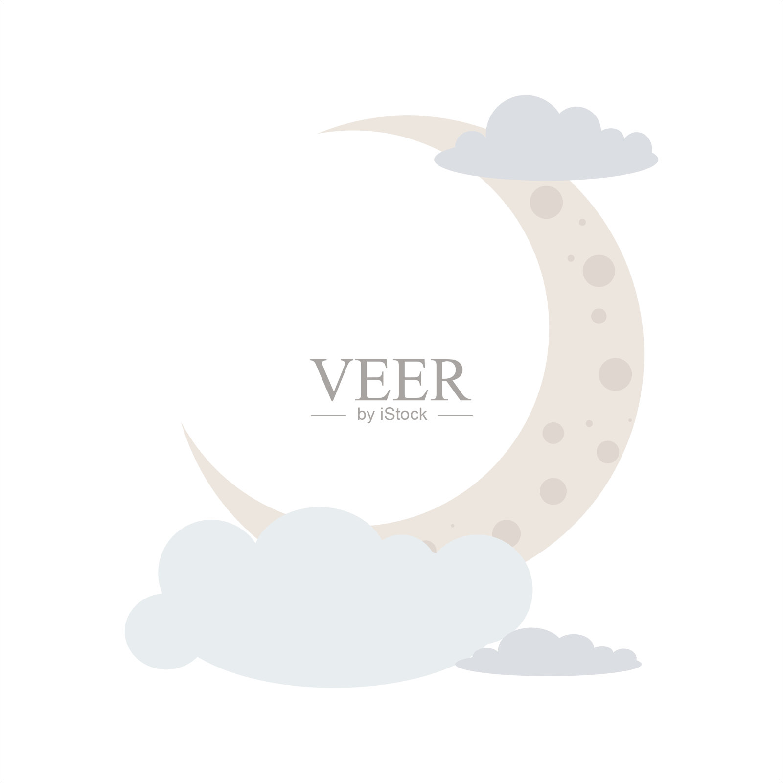 色彩柔和的大月亮。气球和飞艇。儿童插图,可爱的打印,矢量。孤立在一个白色的背景。插画图片素材