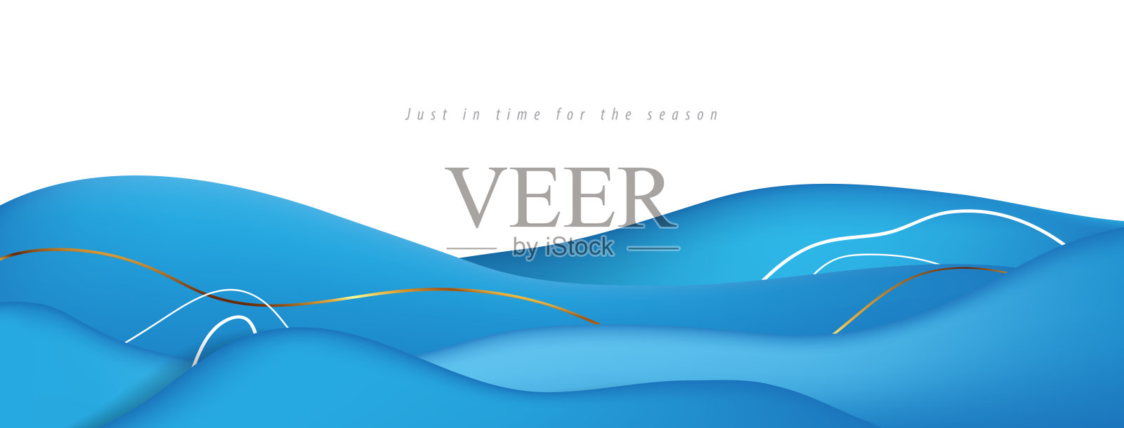 蓝色波浪抽象背景布局横幅插画图片素材