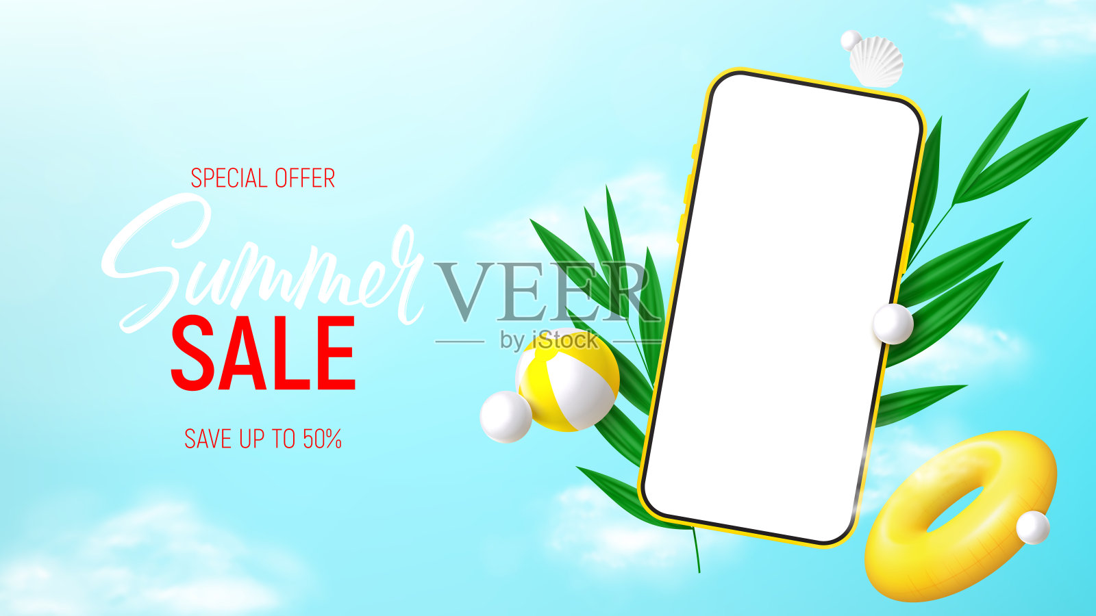 夏季销售广告横幅模板插画图片素材