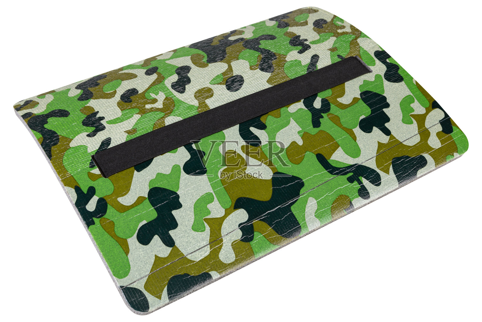 绿色座椅伪装,用于野营或徒步旅行,带,白色背景照片摄影图片