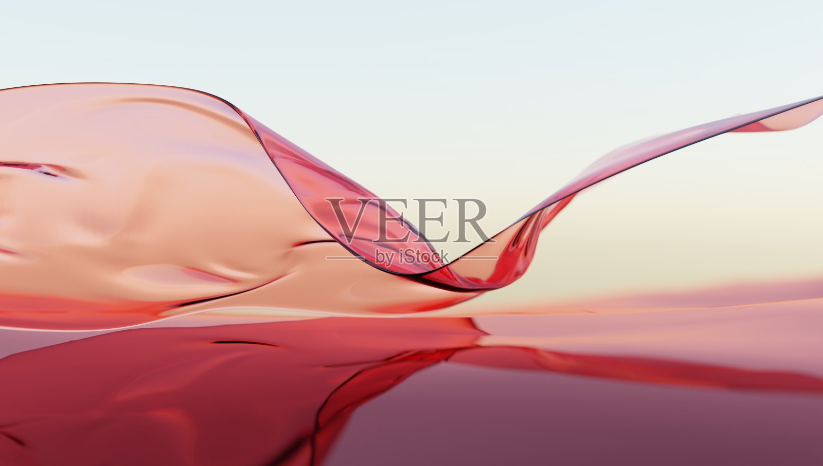 风的玻璃丝带在水上。抽象壁纸横幅。3 d渲染。照片摄影图片