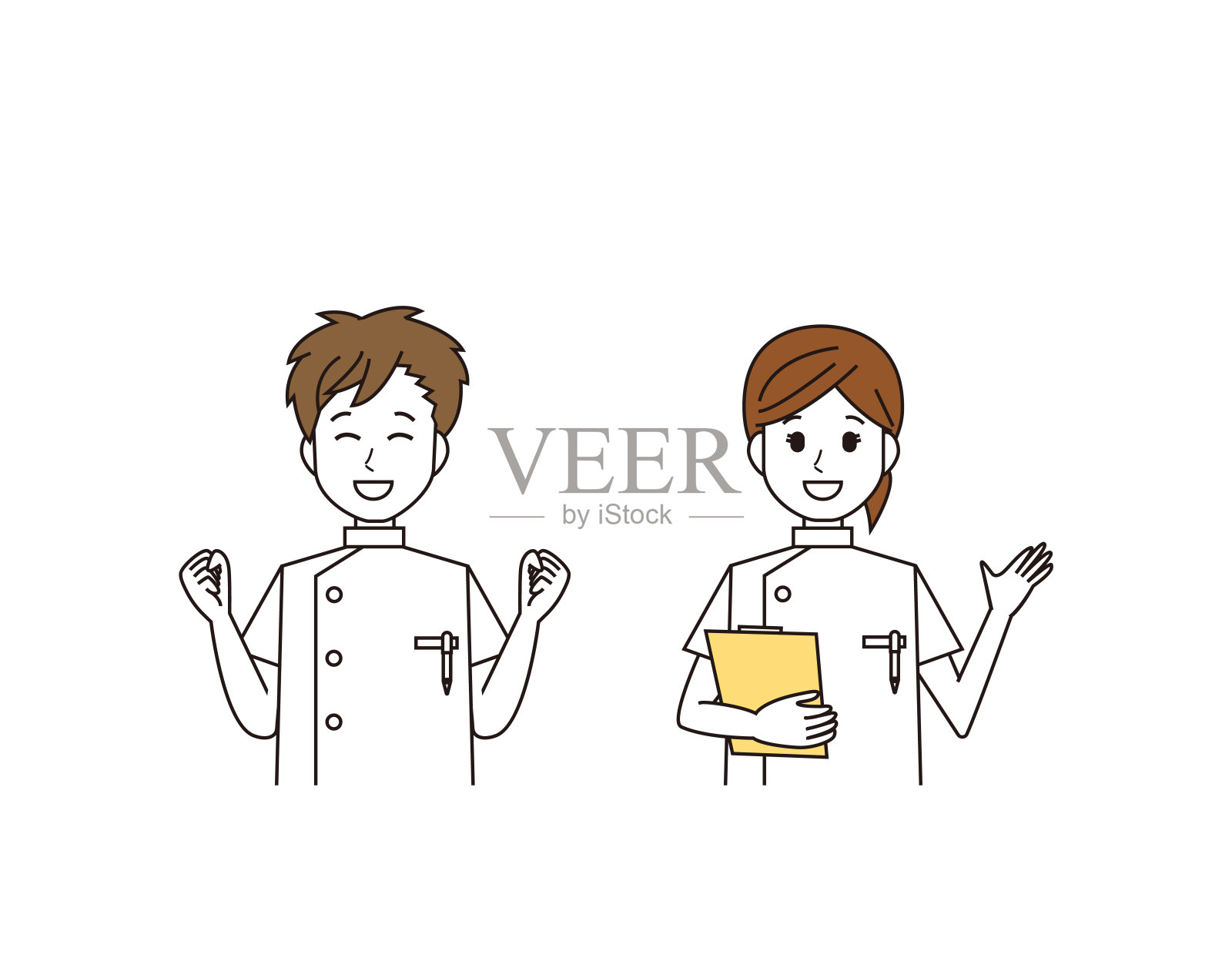 男护士和女护士。卫生保健工作者。矢量插图。插画图片素材