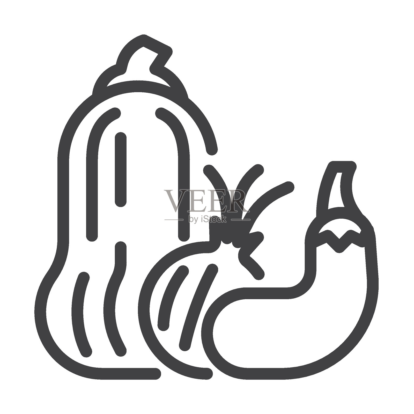 新鲜蔬菜线图标插画图片素材