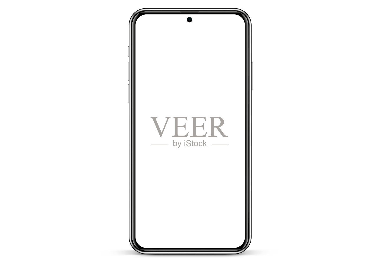 现实的智能手机模型。手机矢量与孤立的白色背景。设备前视图。带有阴影的3D手机。逼真的,高质量的智能手机模型ui ux演示。设计元素图片