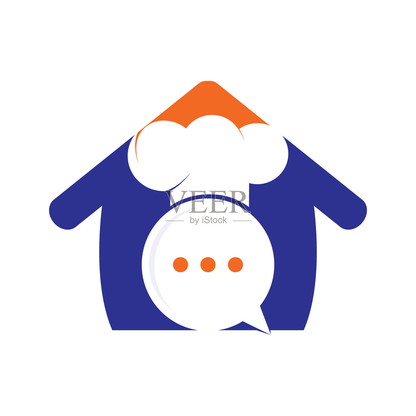 厨师谈矢量标志设计。帽子炊具和聊天符号的插图。设计元素图片