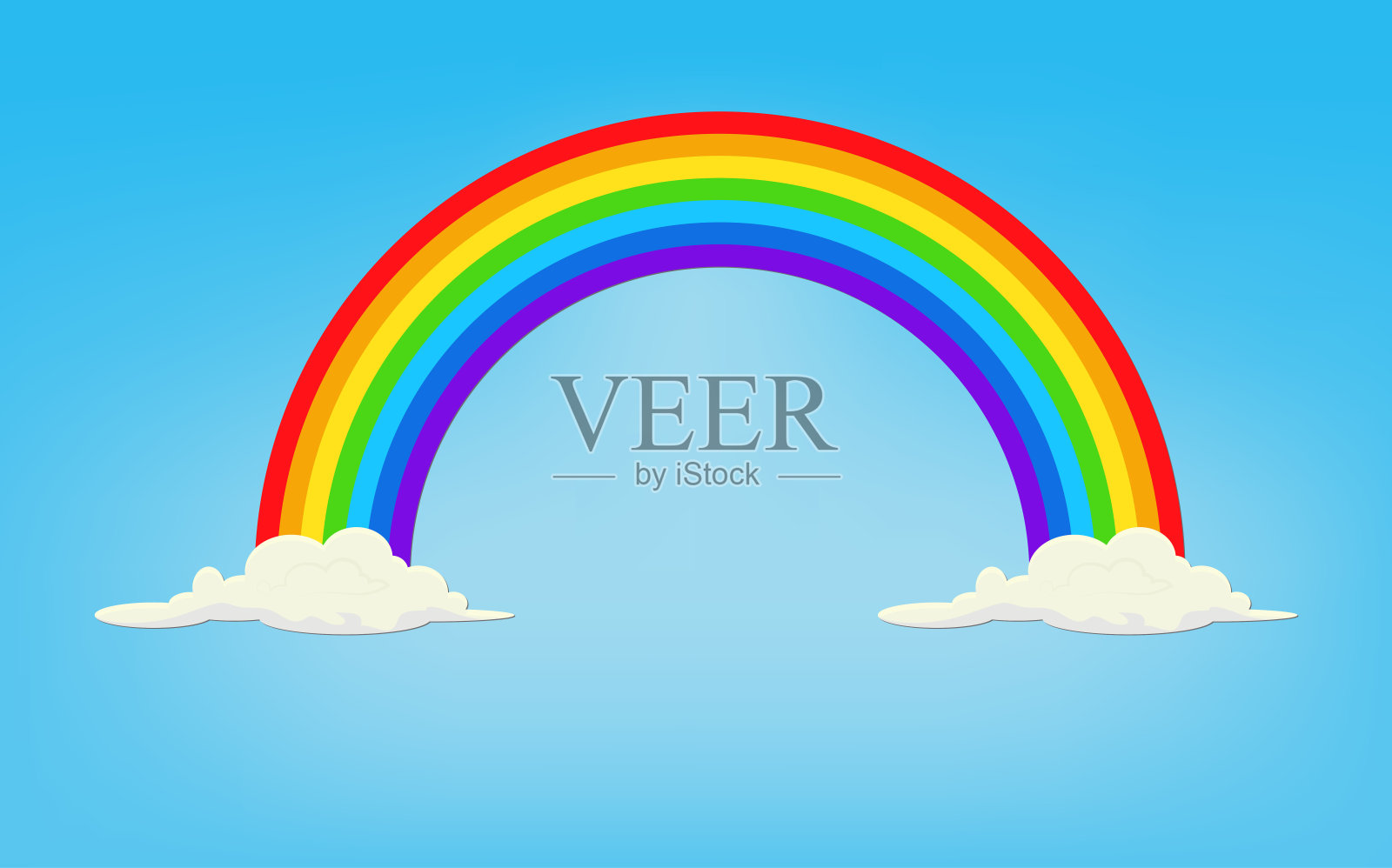 蓝天上有彩虹和云彩。矢量图设计元素图片