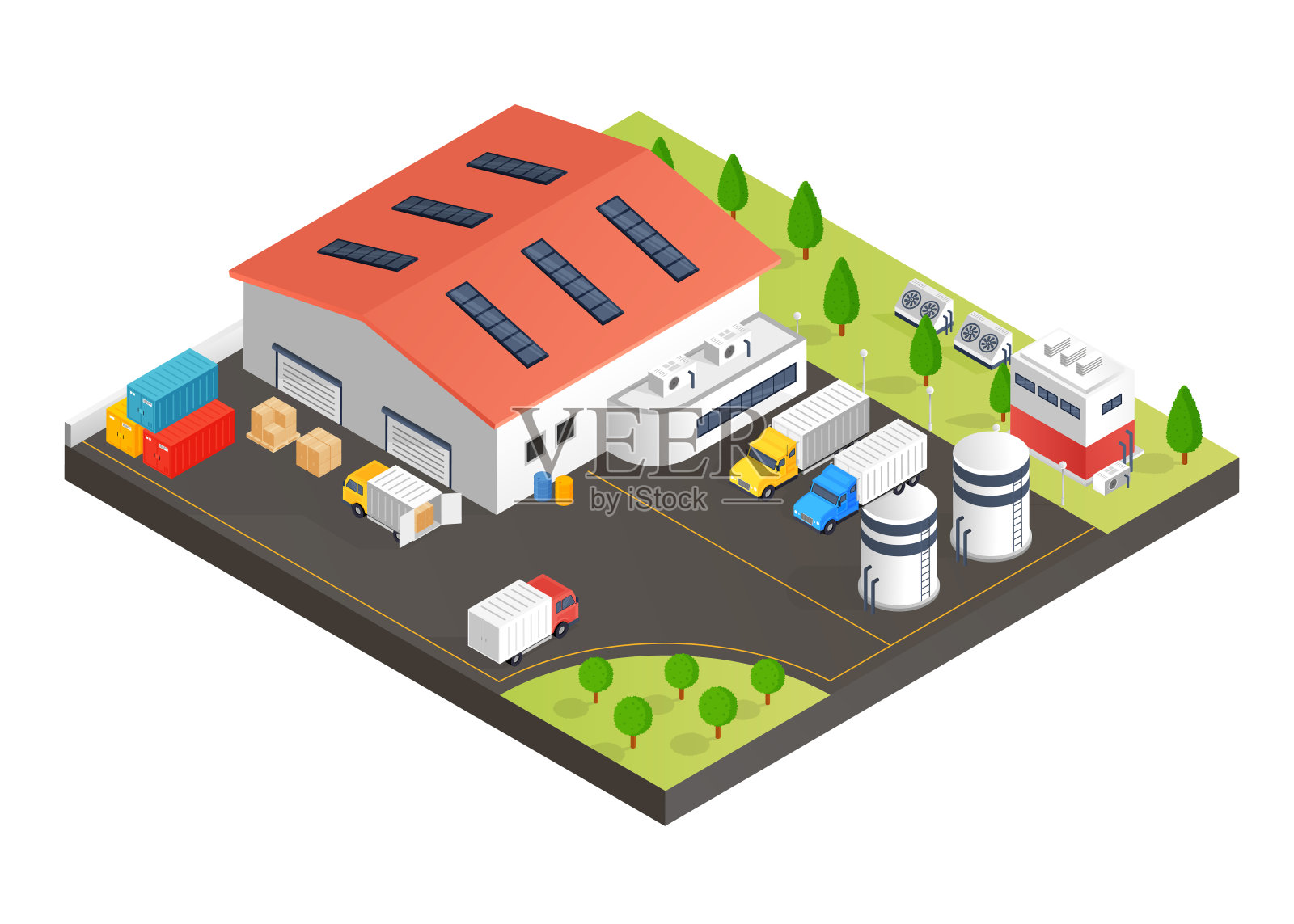仓库等距设计插画图片素材