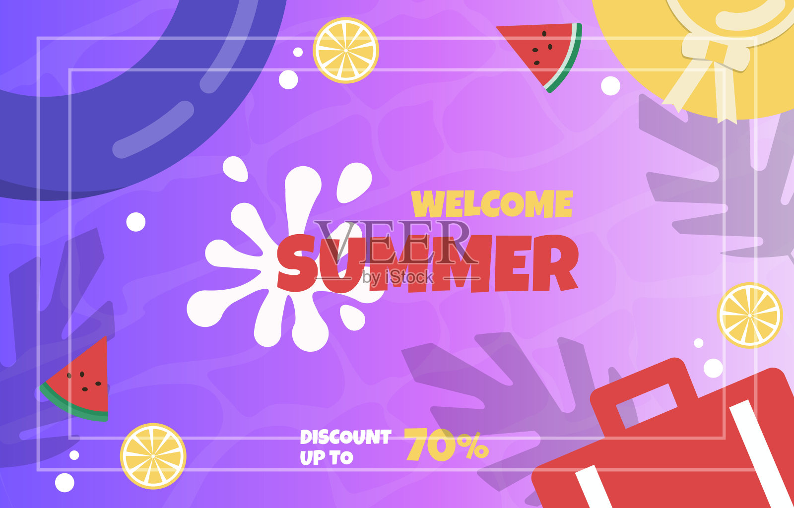 沙滩水果暑期大减价活动海报插画图片素材