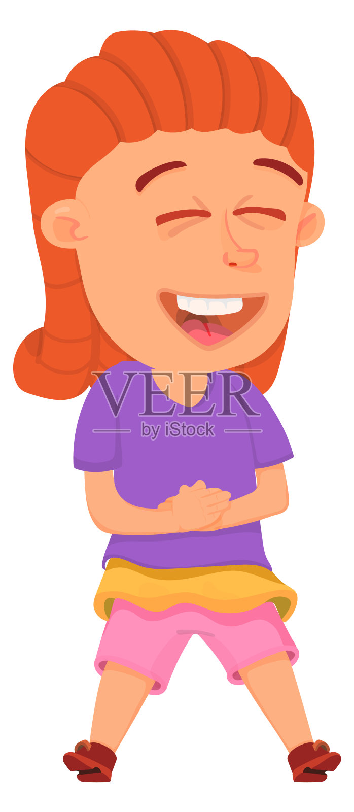 女孩笑了。有趣的卡通的孩子。快乐的孩子设计元素图片