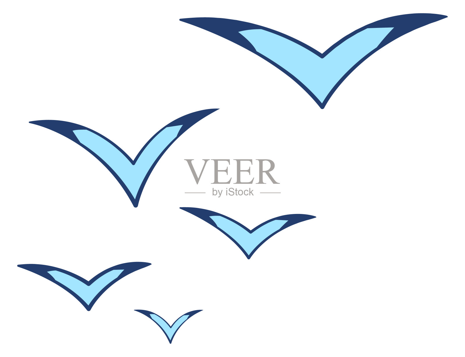 飞翔的海鸥。卡通海鸟。海洋动物插画图片素材