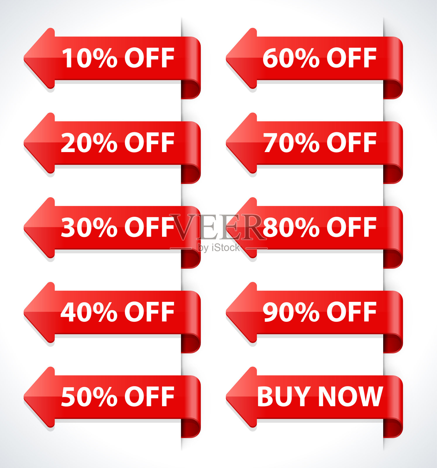 带有百分比折扣矢量横幅的营销指针。红箭头最佳价格指标优化和展示搜索业务。设计元素图片