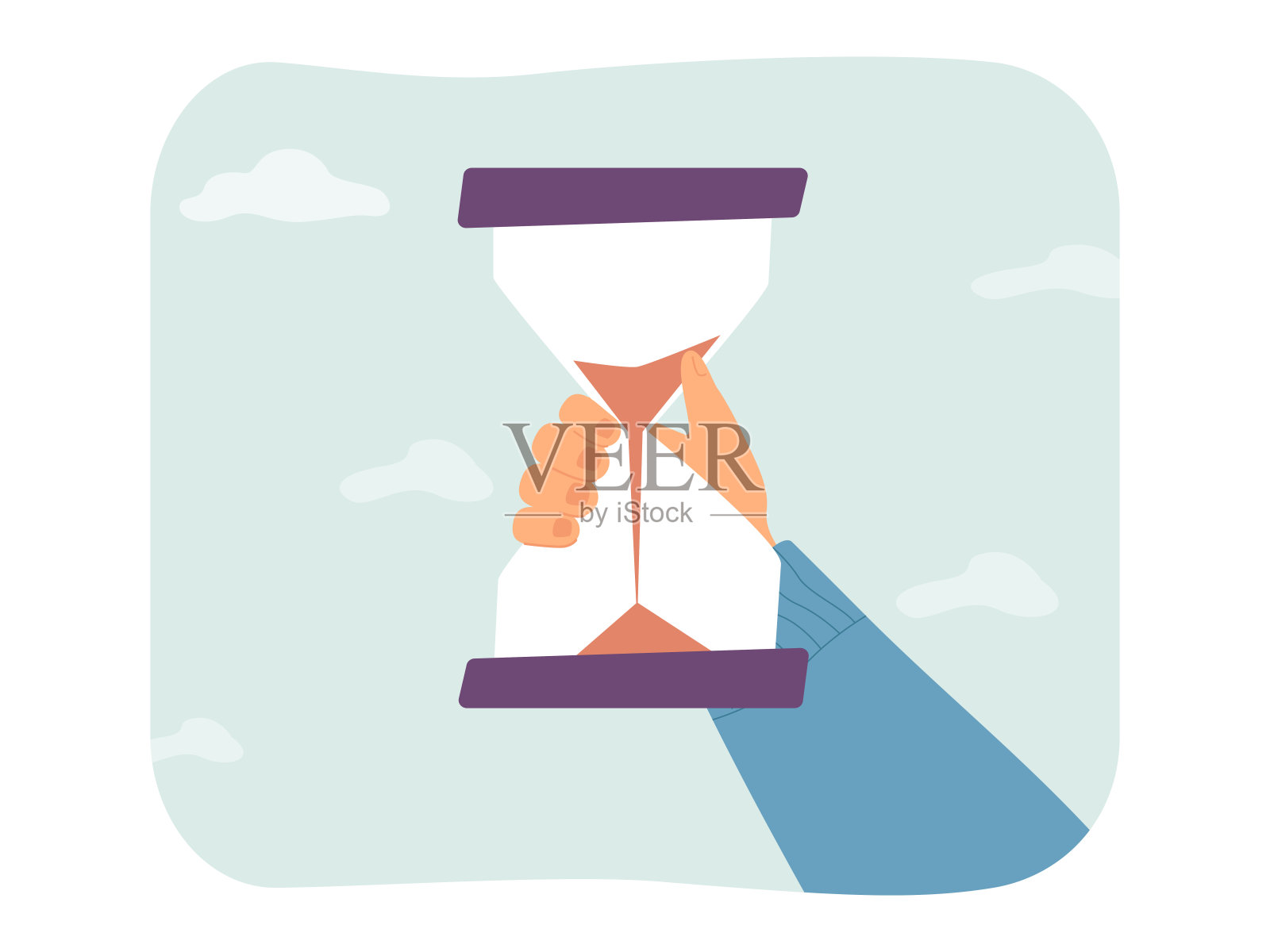 手持沙漏平面矢量插图插画图片素材