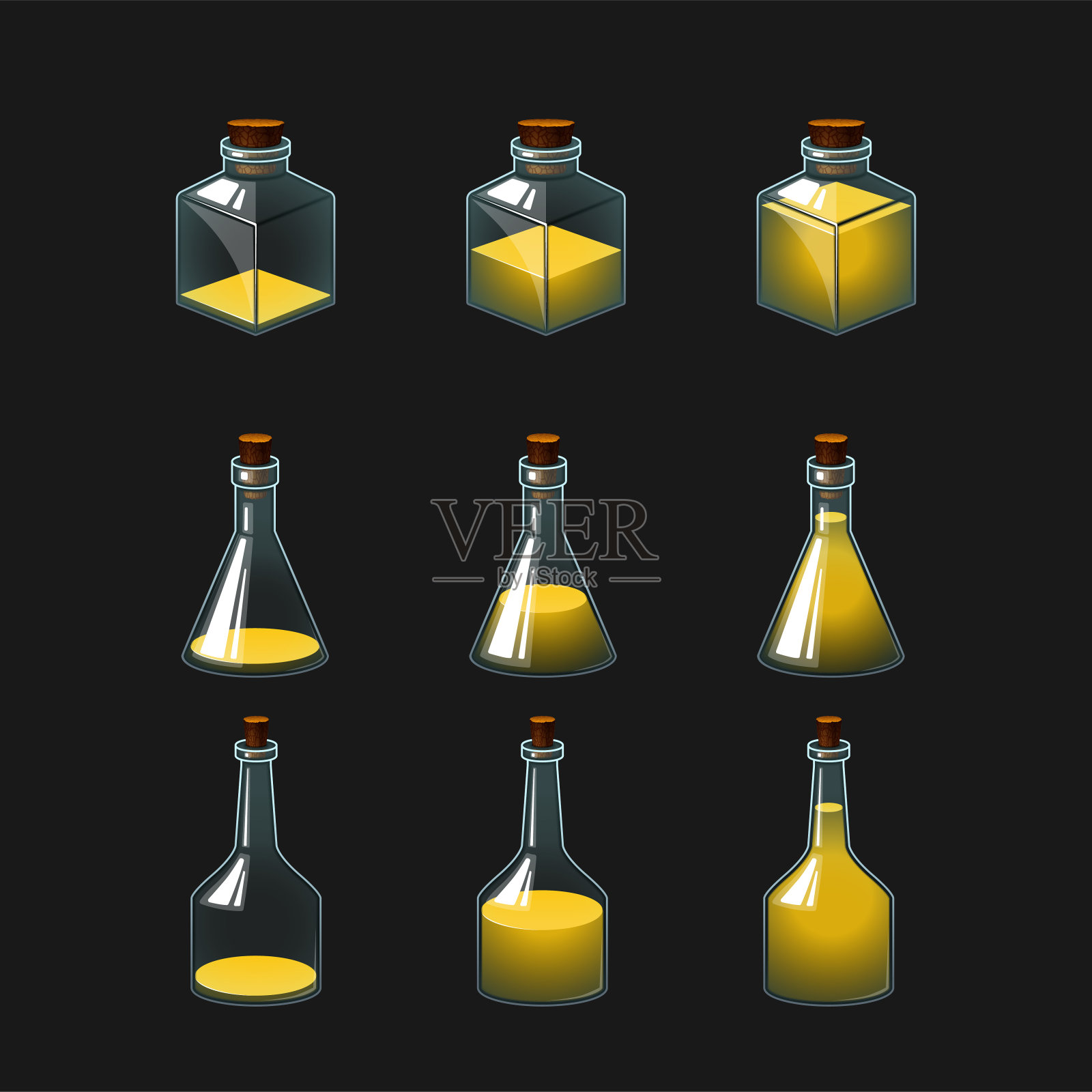 装有药水的瓶子插画图片素材