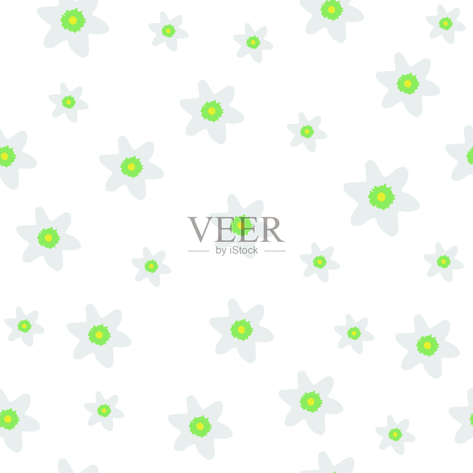 无缝图案木银莲花花在白色的背景。春季开花重复图案,载体设计eps 10插画图片素材