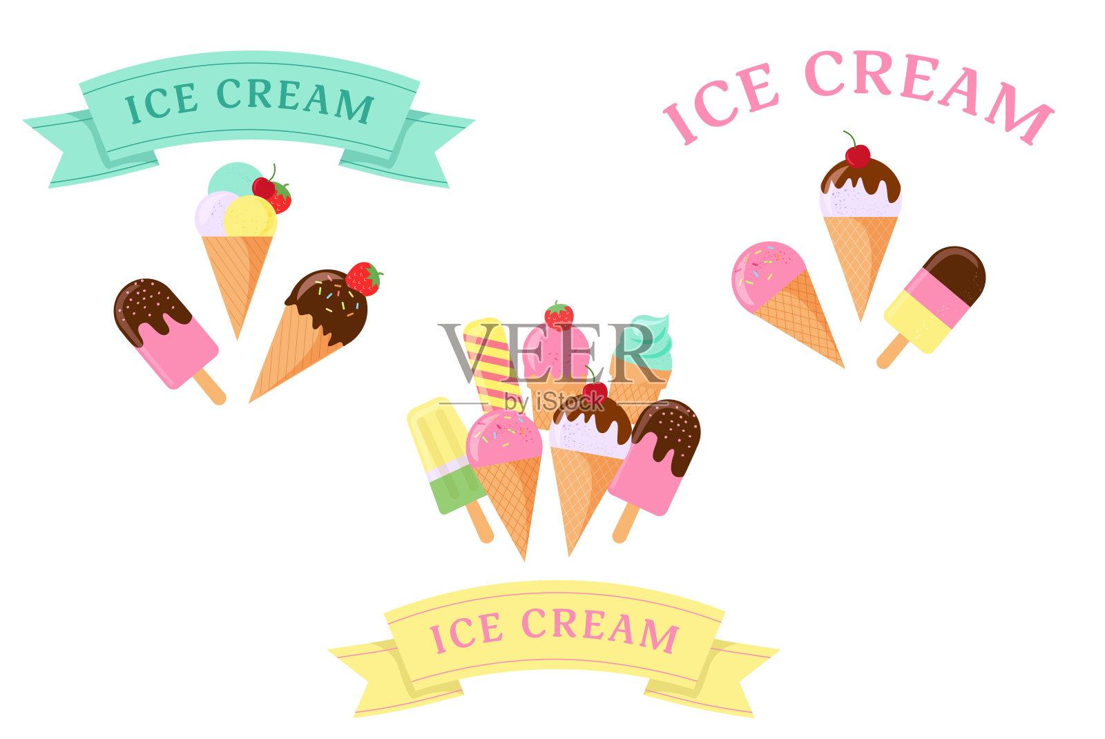冰淇淋的标签设计元素图片